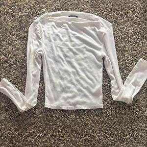 Wild Fable Fitted Cream Long Sleeve Blouse